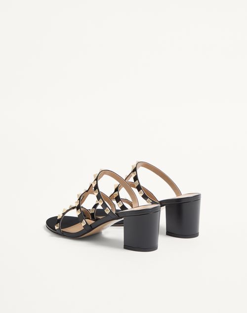 Valentino Garavani - Rockstud Calfskin Leather Slide Sandal 60 Mm - Black - Woman - Sandals